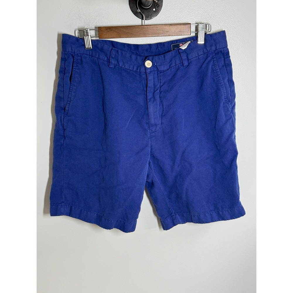 Vineyard Vines Mens 34 Blue Breaker Shorts Flat Front Cotton Twill Chino Casual